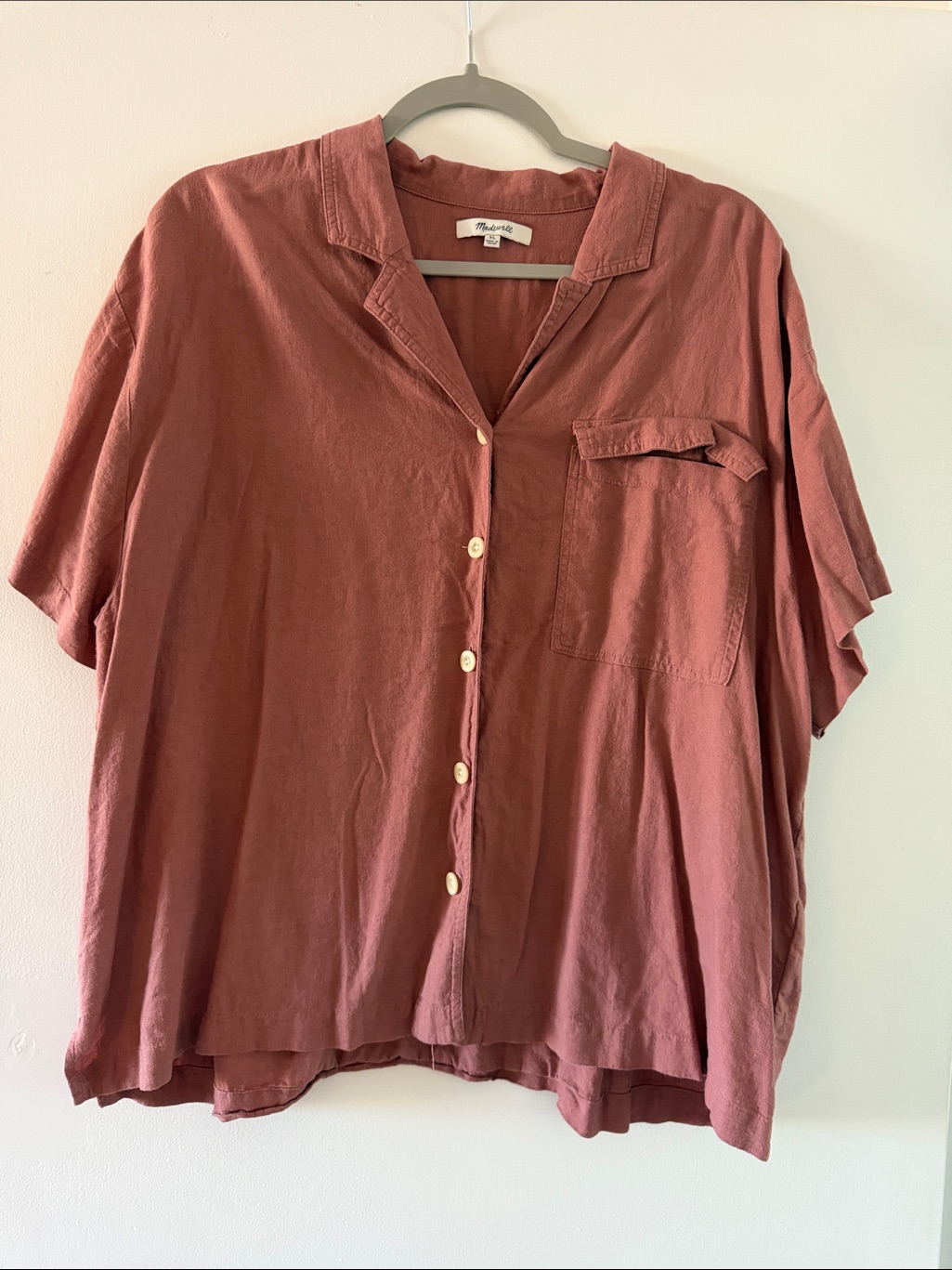Madewell Dusty Pink Short-Sleeve Button-Down Shirt